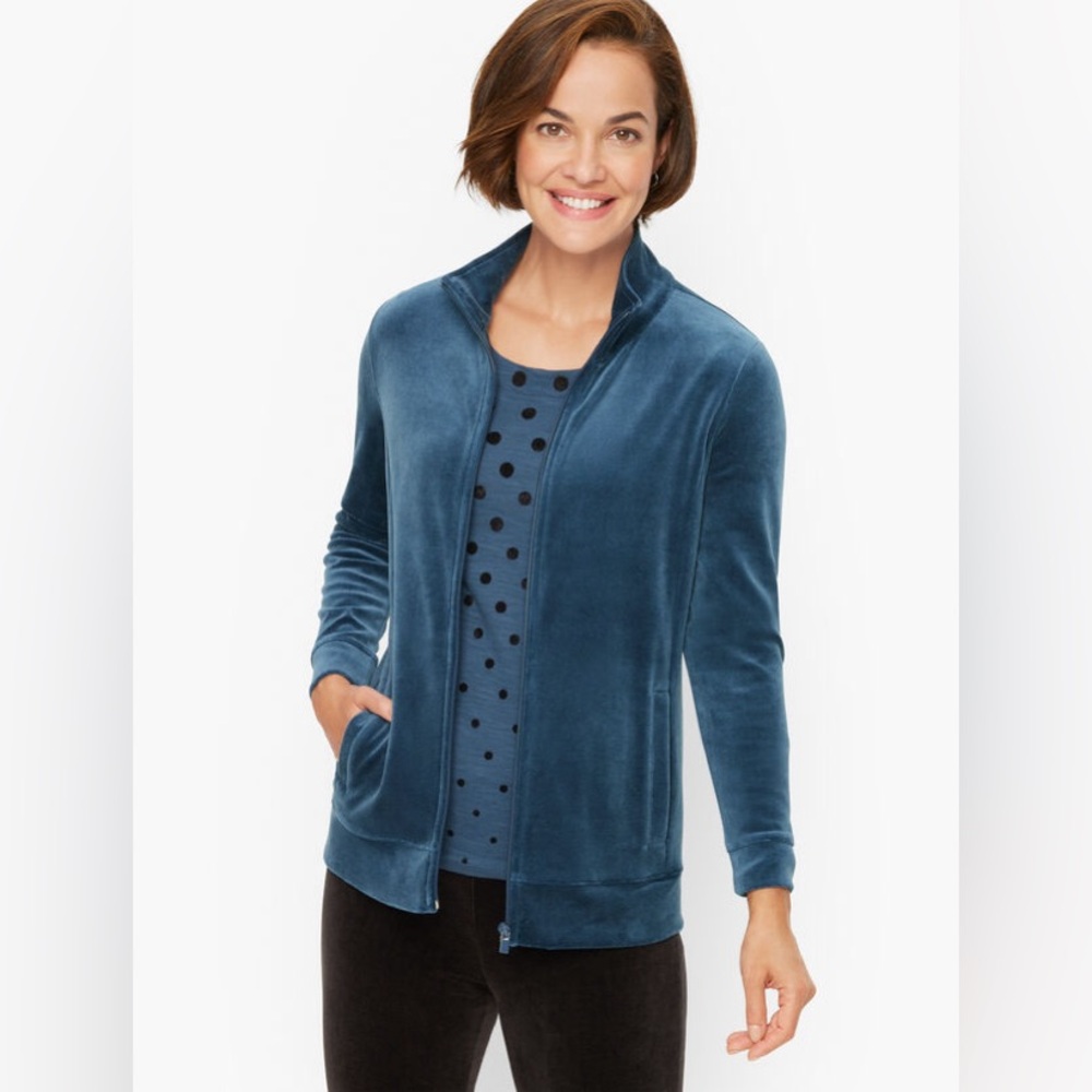 EUC Talbots velour mockneck jacket